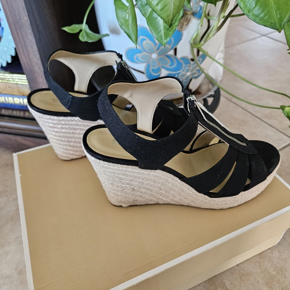 Michael Kors Black Wedge Sandals - Picture 3 of 7
